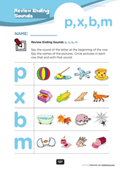 ending consonants sounds of p, x, b, m